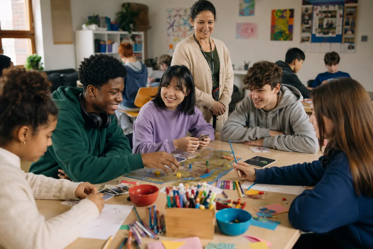 Teen group activity in a supervised community space