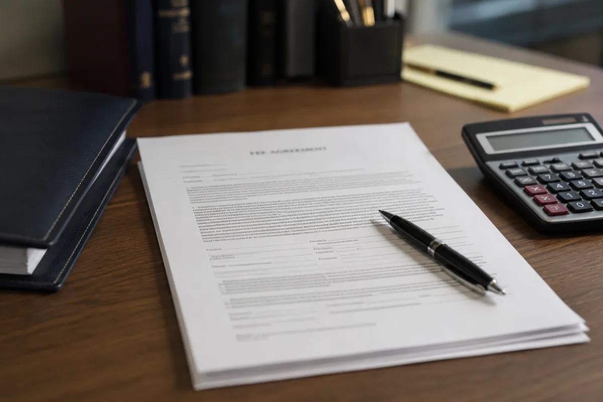 Probate fee agreement reviewed at desk