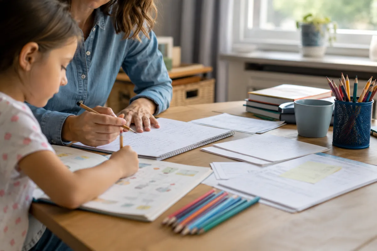 Child learning strategy at table