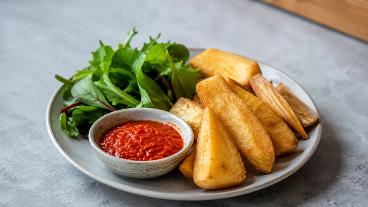 Fried African yam with pepper sauce