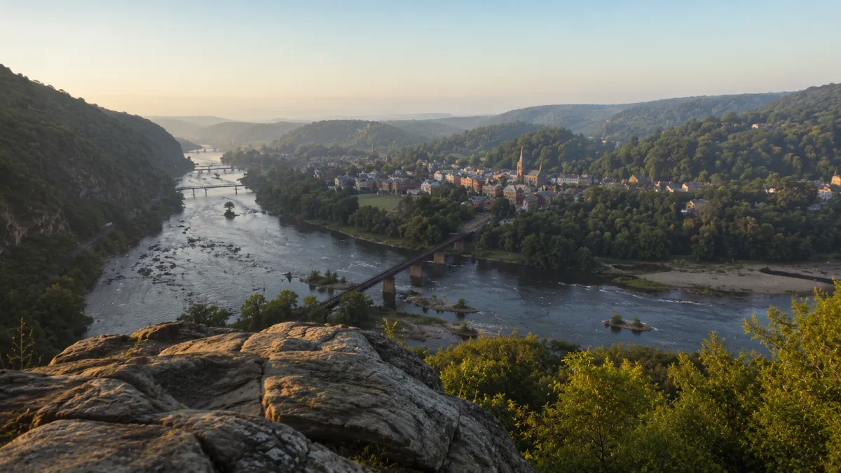 Harpers Ferry overlook from Maryland Heights in morning light
