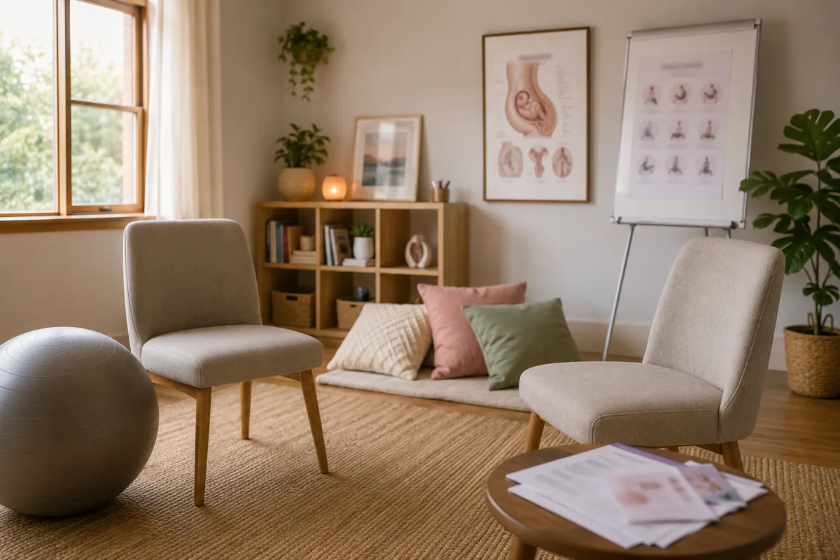 Couple childbirth class setup