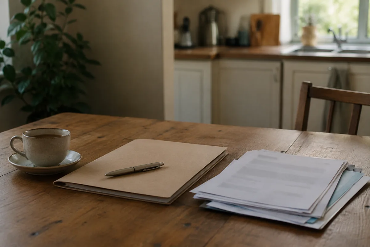 Organized folder for spouse loss paperwork and death certificates