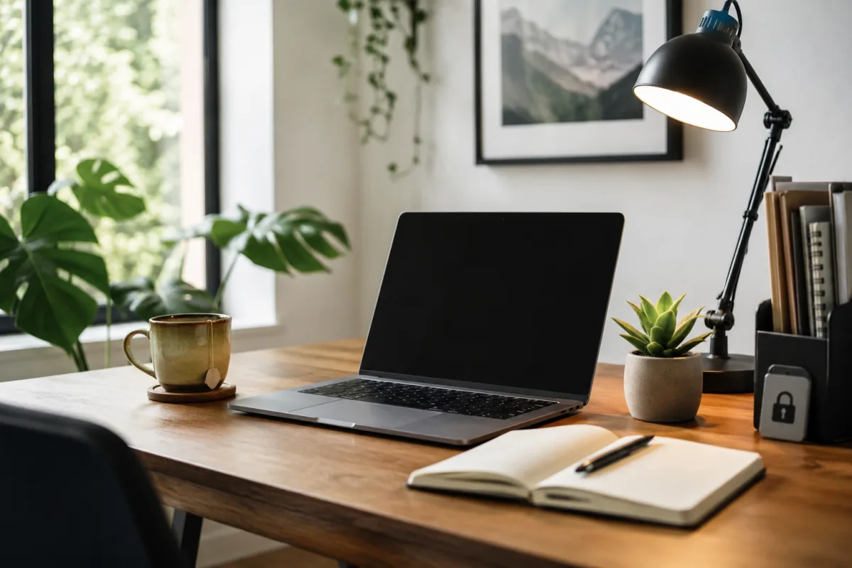 Private digital journal setup on laptop