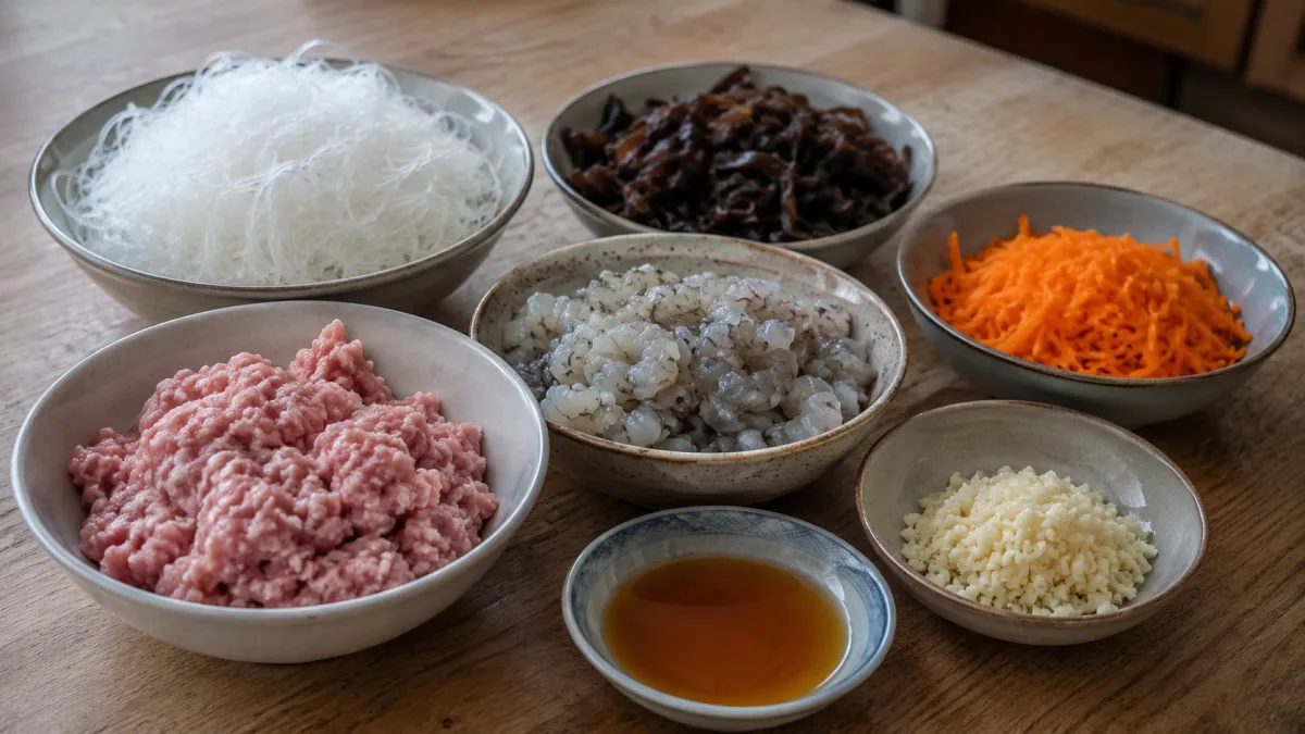 Vietnamese-style egg roll filling ingredients