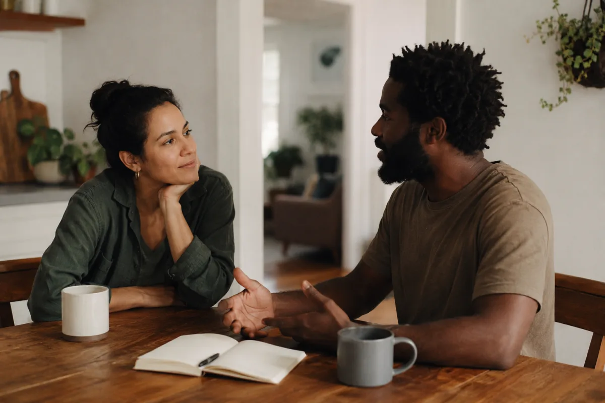 Two people practicing reflective listening