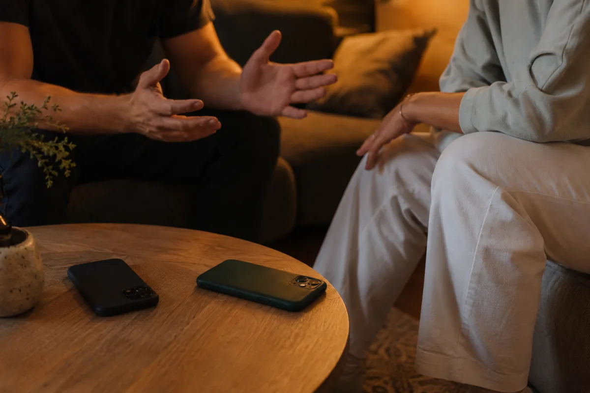 Calm conversation setup with phones set aside
