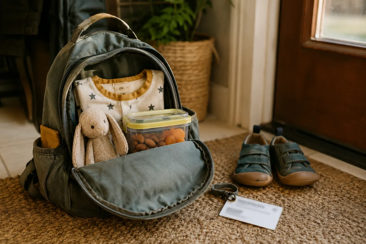 Packed child backup bag for homebirth day