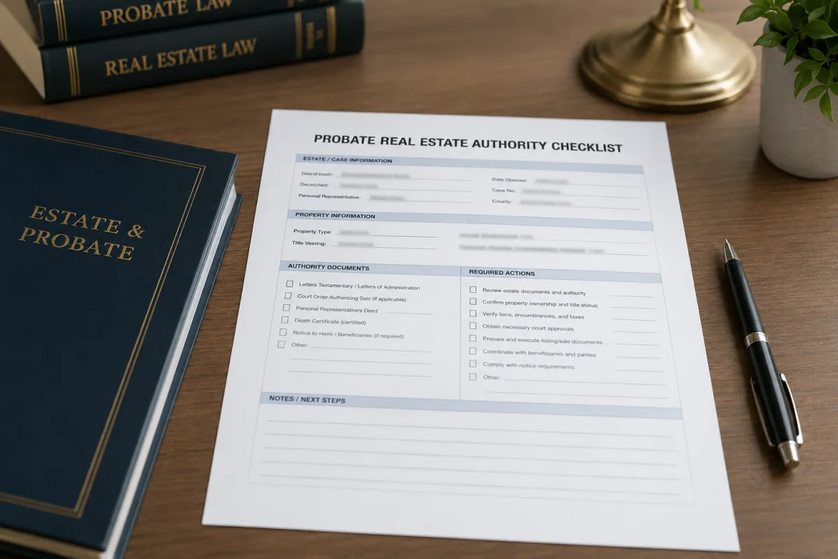 Probate seller authority checklist