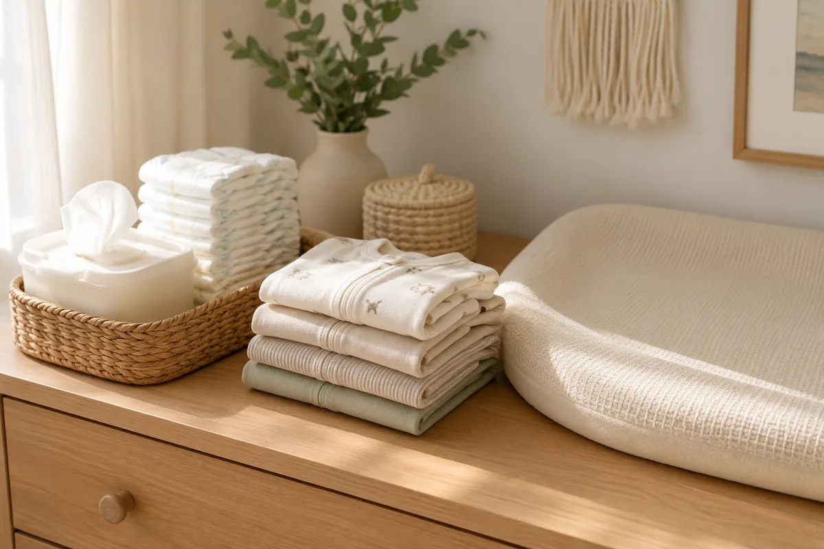 Newborn diaper station essentials