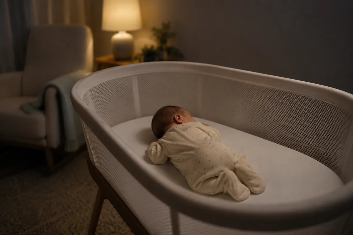 Sleepy newborn turning away from stimulation