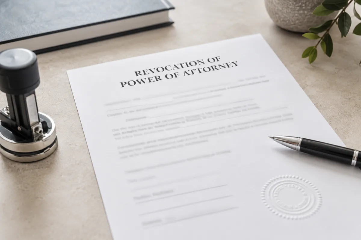 Power of attorney revocation document