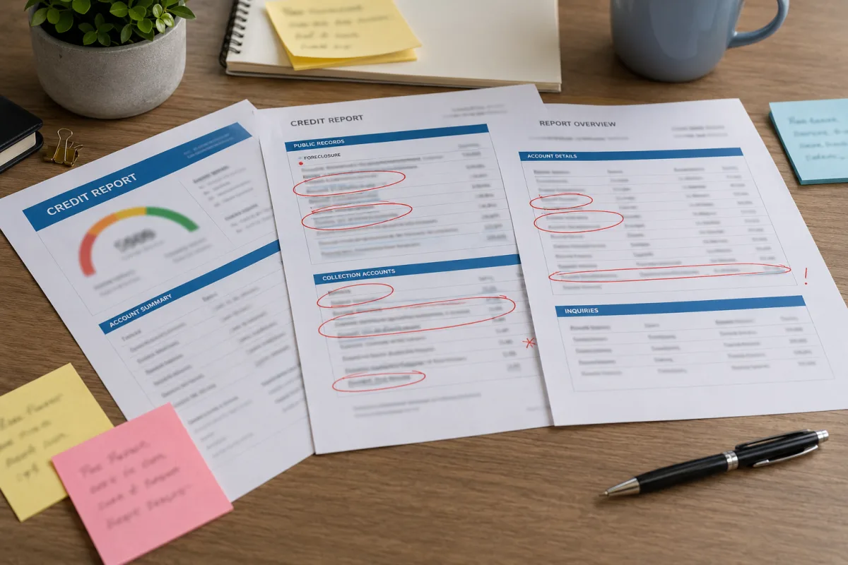 Credit report foreclosure error review