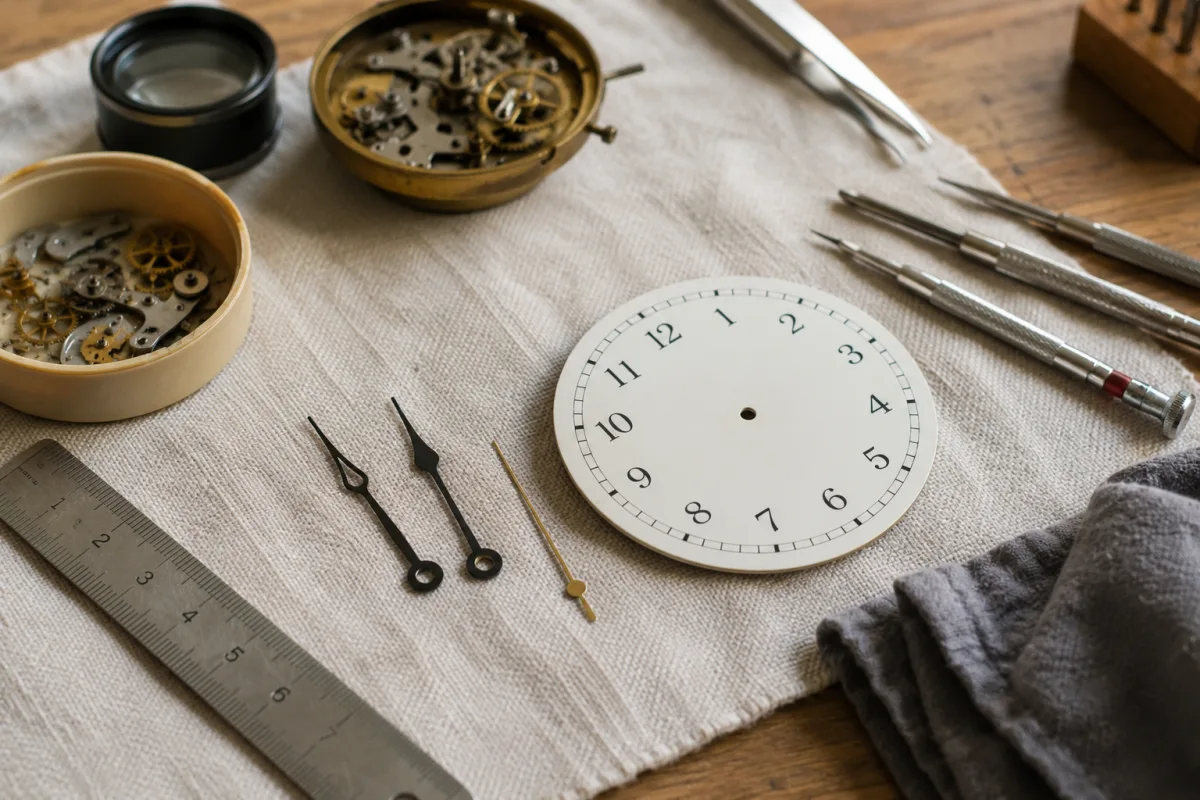 Clock hands measured from center hole to tip