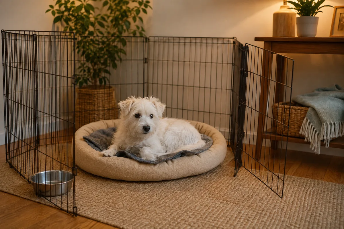 New rescue Bichon resting in quiet home space