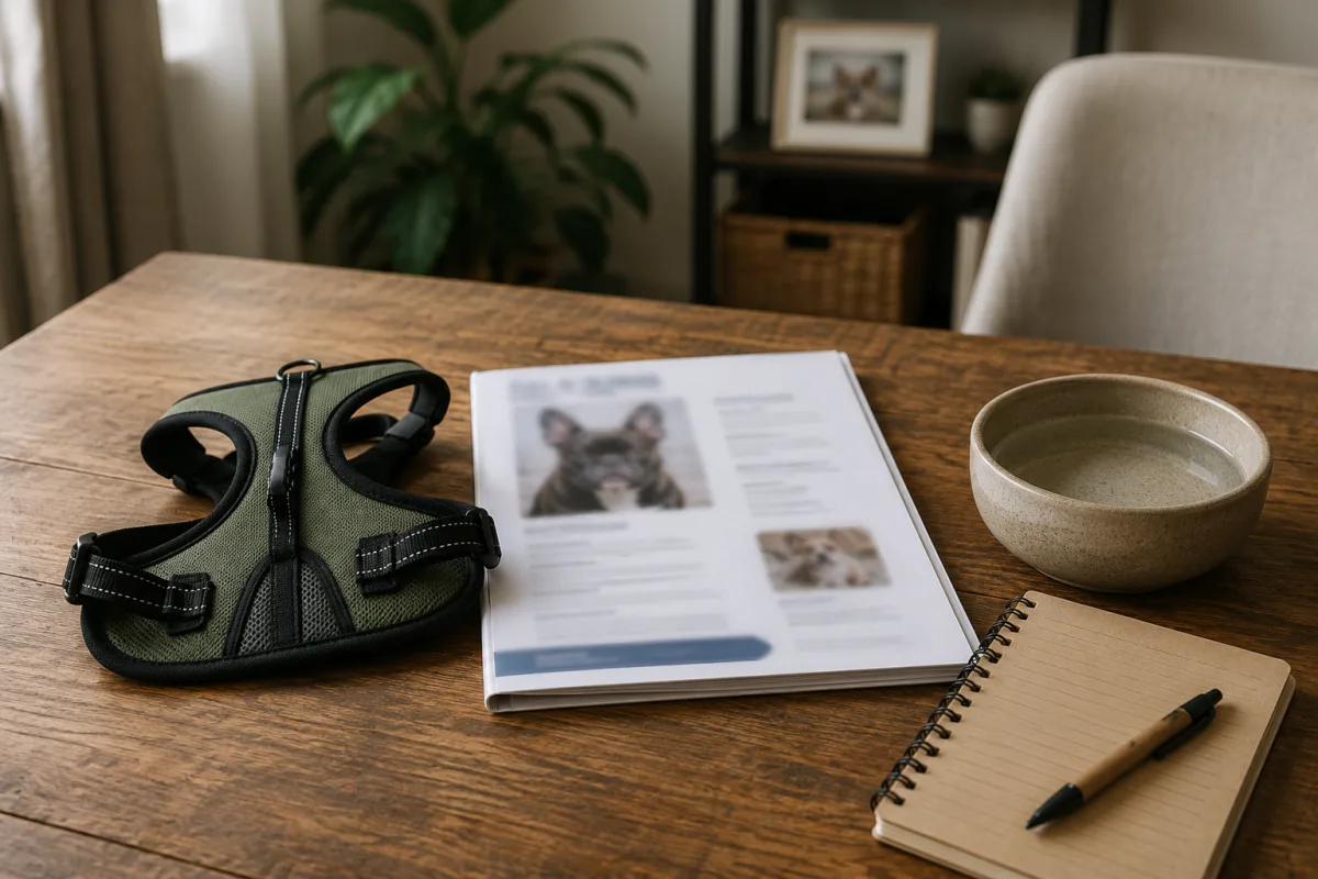 French Bulldog rescue adoption notes and walking gear