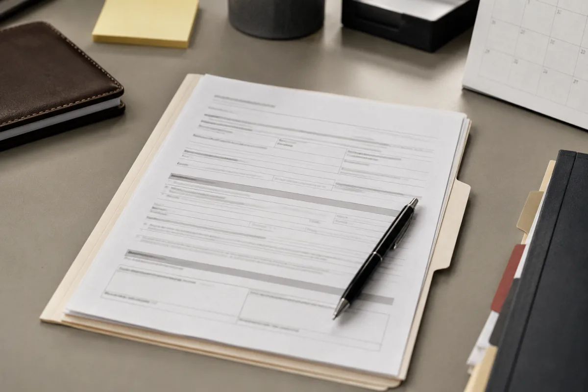 Power of attorney revocation notes beside a pen and folder