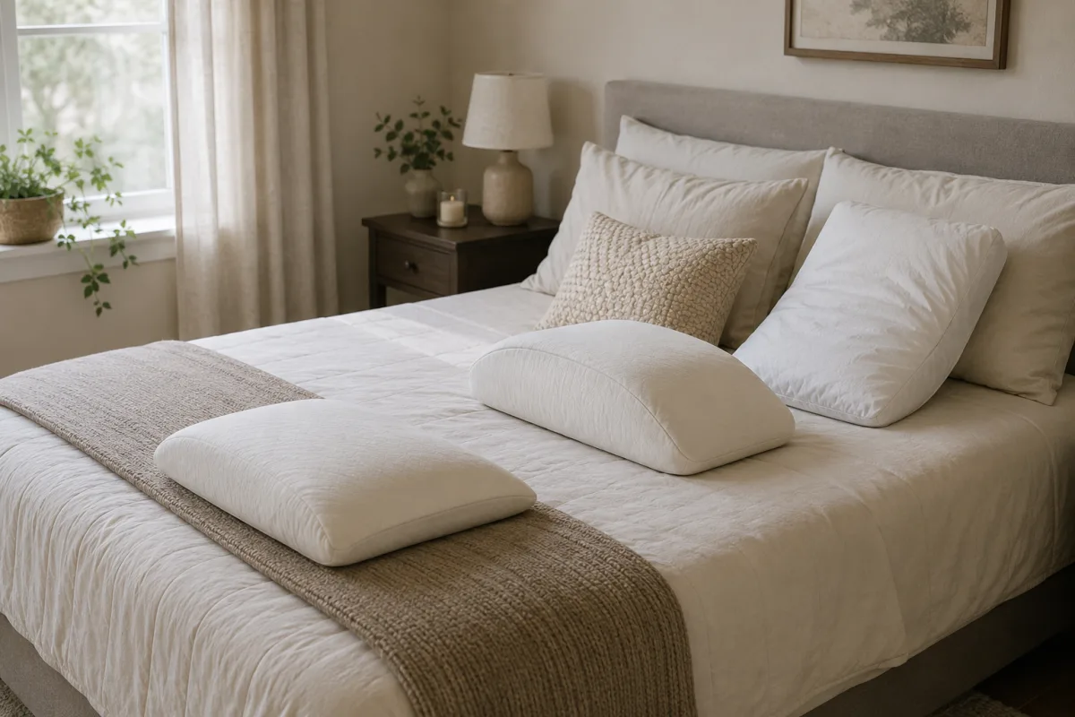 Pregnancy pillow setup with knee and bump support