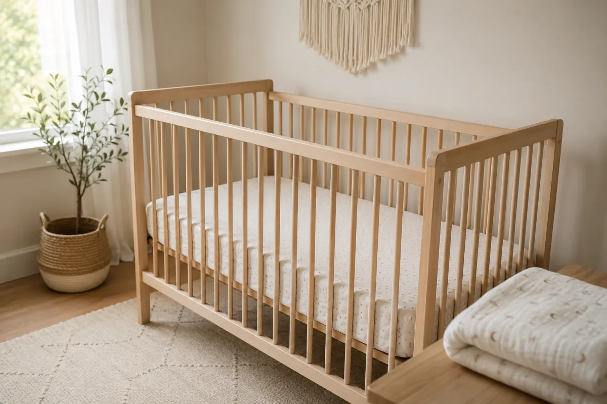 Bare sleep space with swaddle