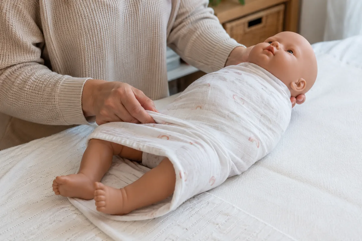 Hip safe newborn swaddle
