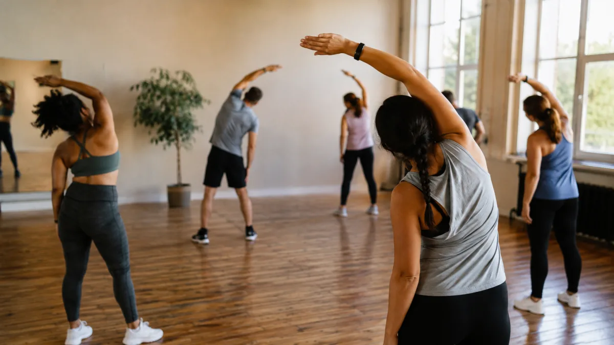 Cooldown stretch after aerobics class