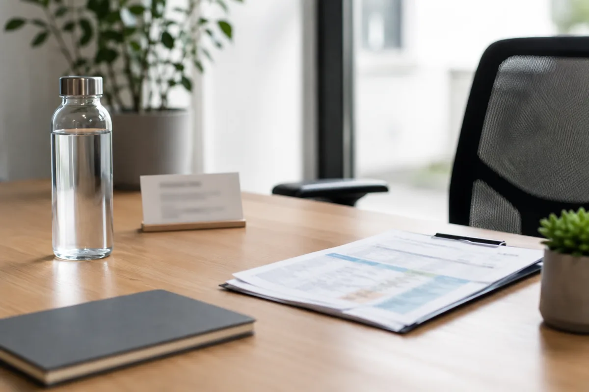 Pregnancy workplace accommodation notes on desk