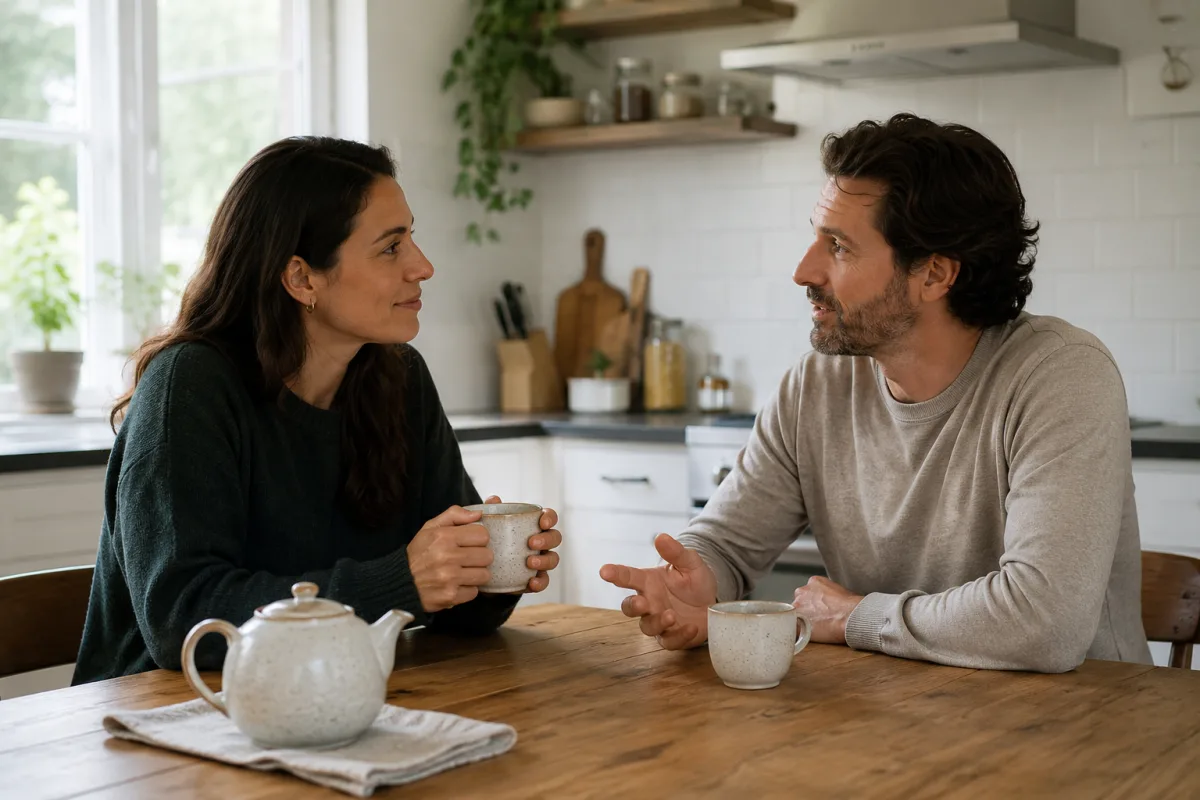 Couple discussing boundaries and affection preferences