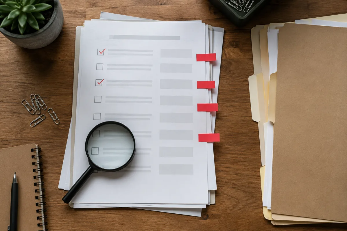 Marked document checklist for a trust property transfer