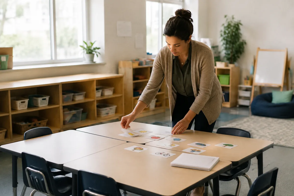 Teacher preparing quiet classroom support for selective mutism