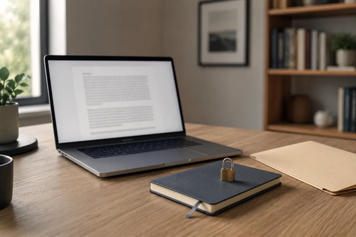Locked digital journal and paper notebook