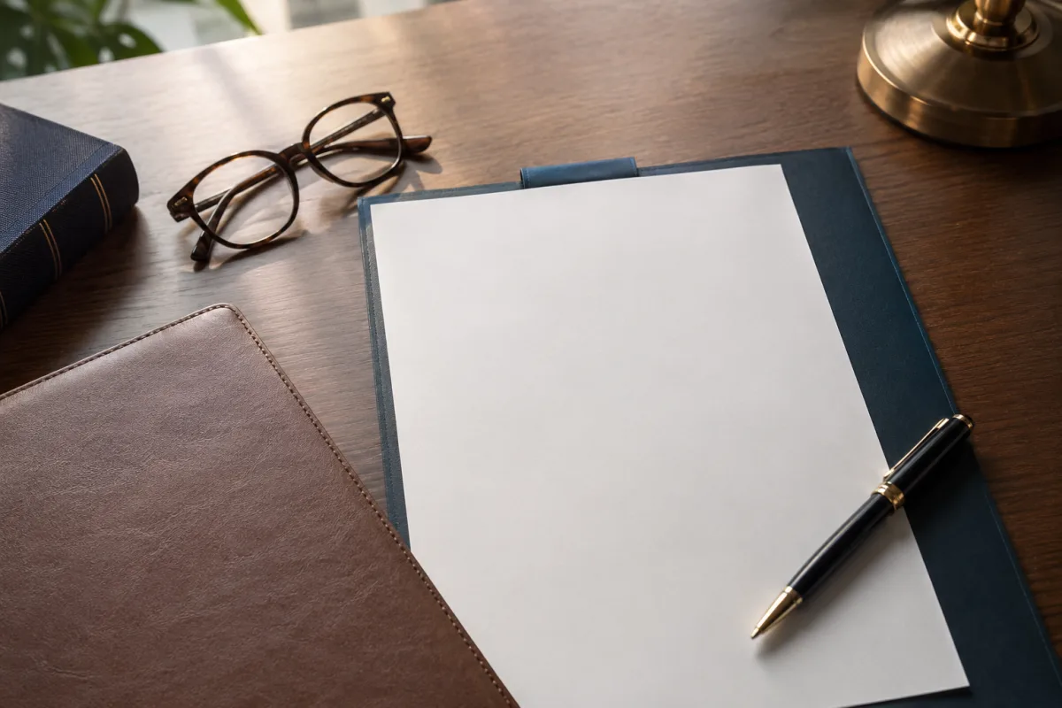State power of attorney form reviewed at desk
