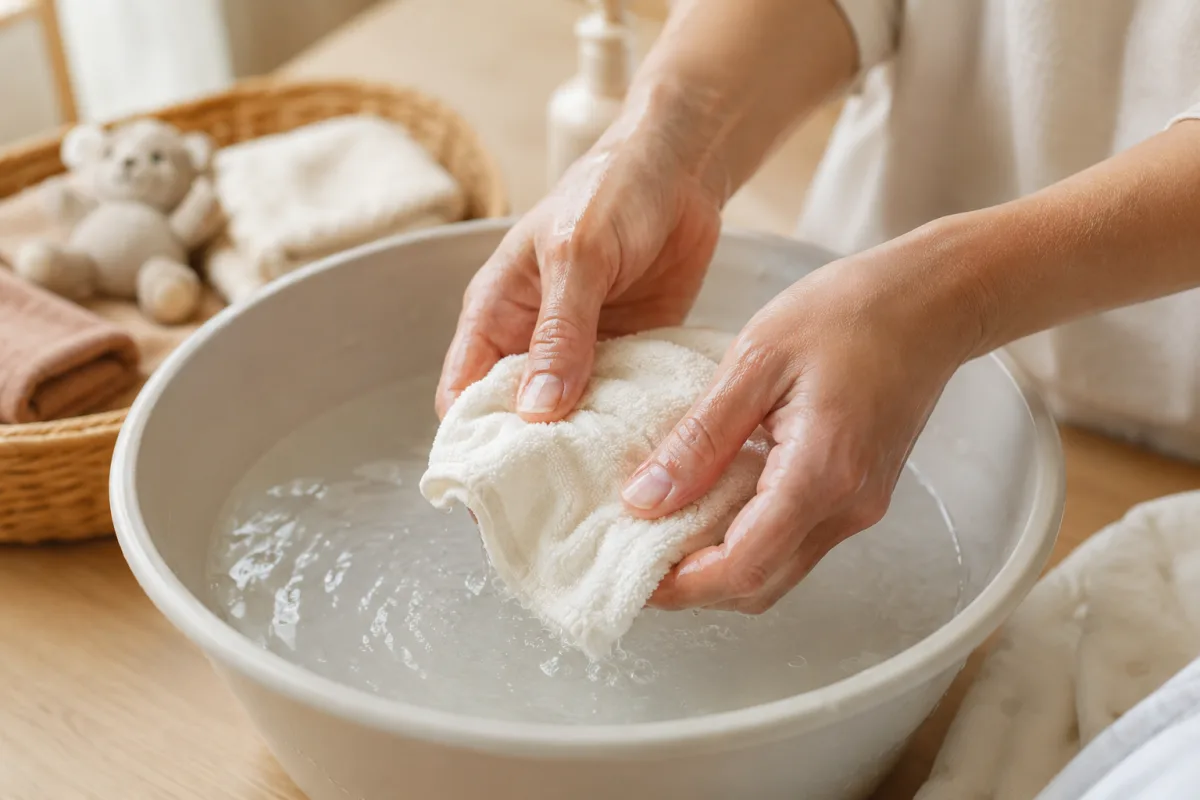 Rinsing baby washcloth