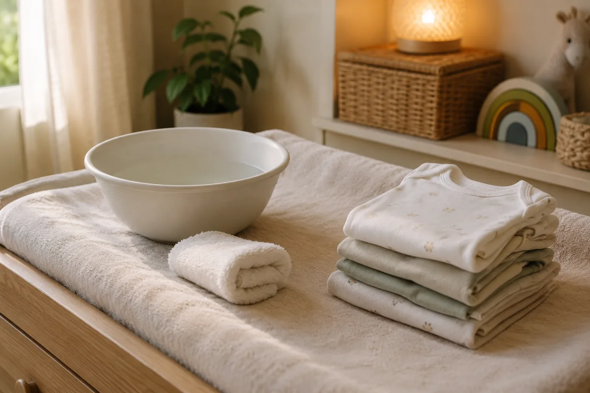 Newborn sponge bath setup