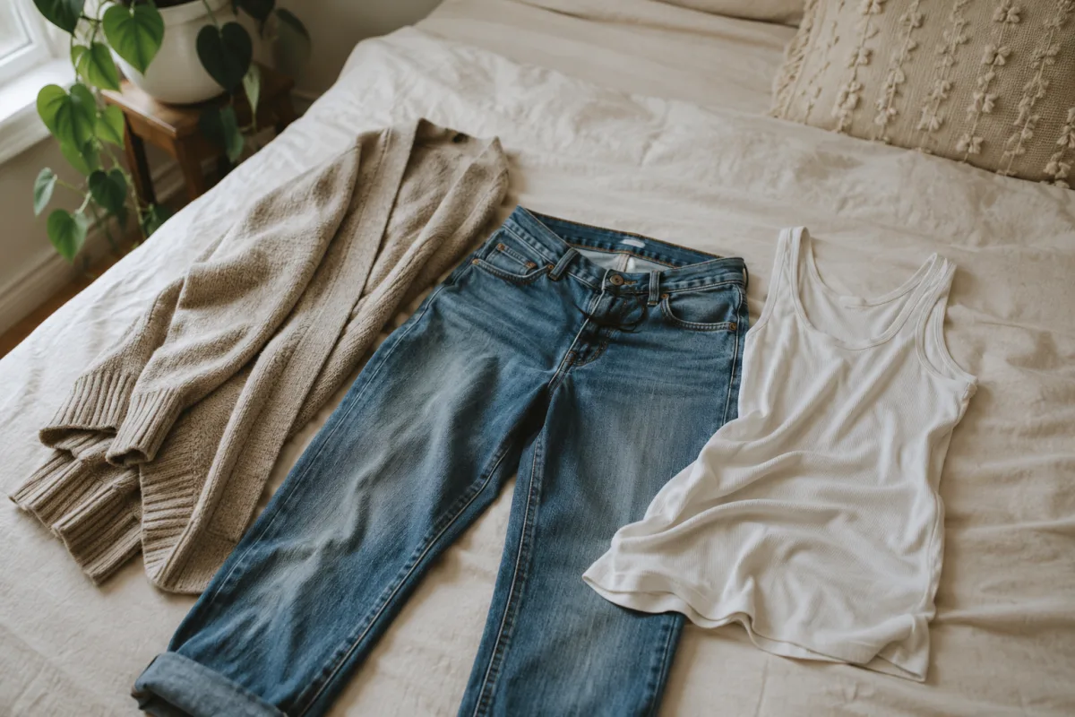 Hair tie method for regular jeans during early pregnancy