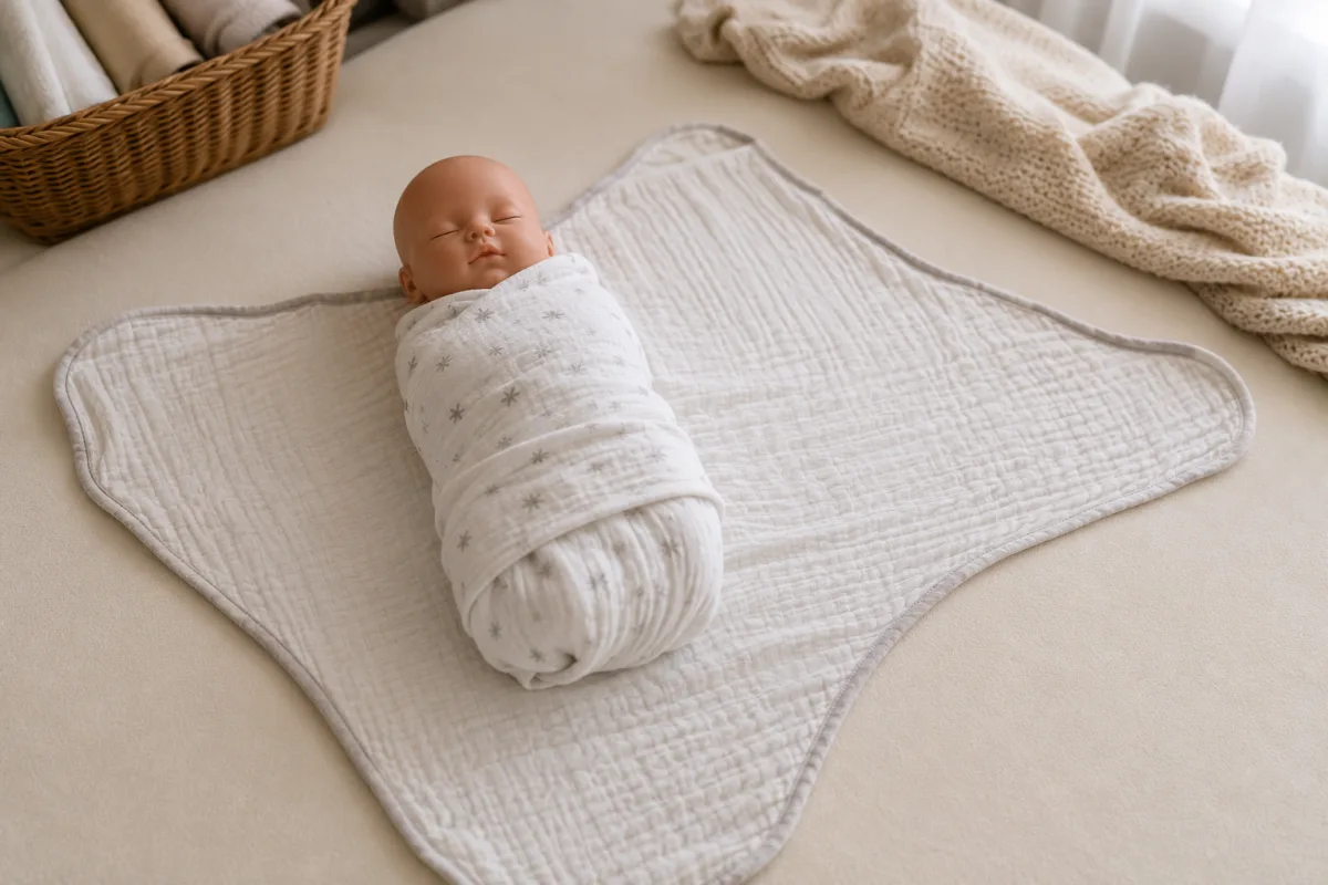 safe newborn swaddle position