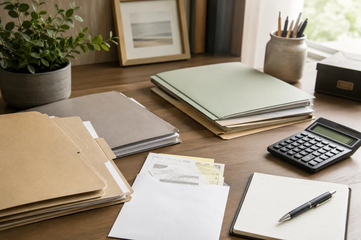 Attorney recordkeeping folder and receipts