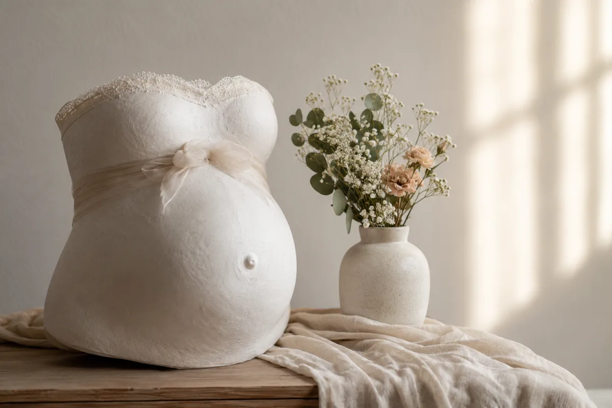 Belly cast maternity photo setup