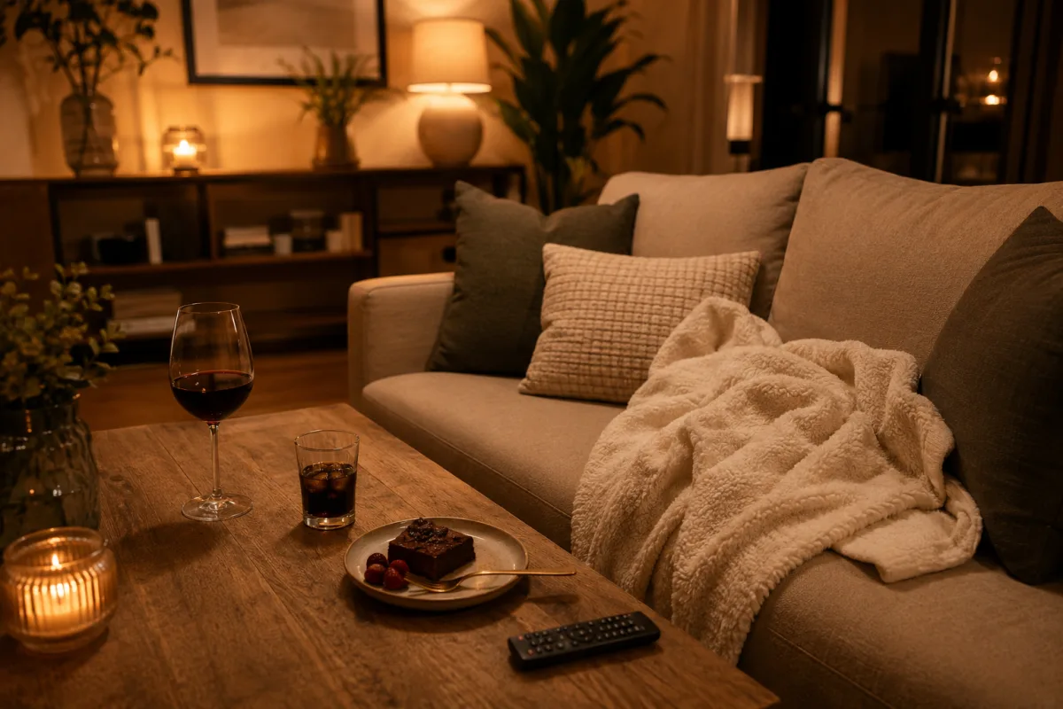 At-home mini date setup after husband comes home
