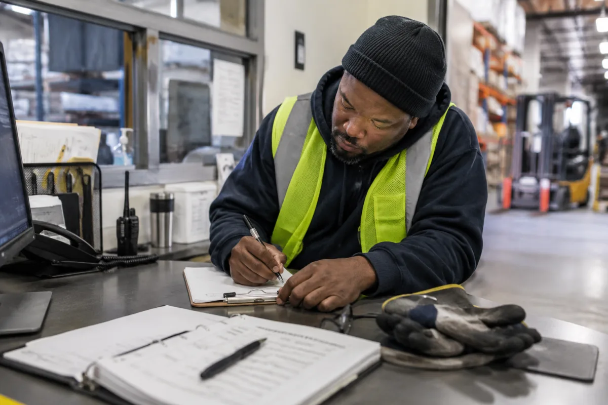 Worker noting a workplace safety concern