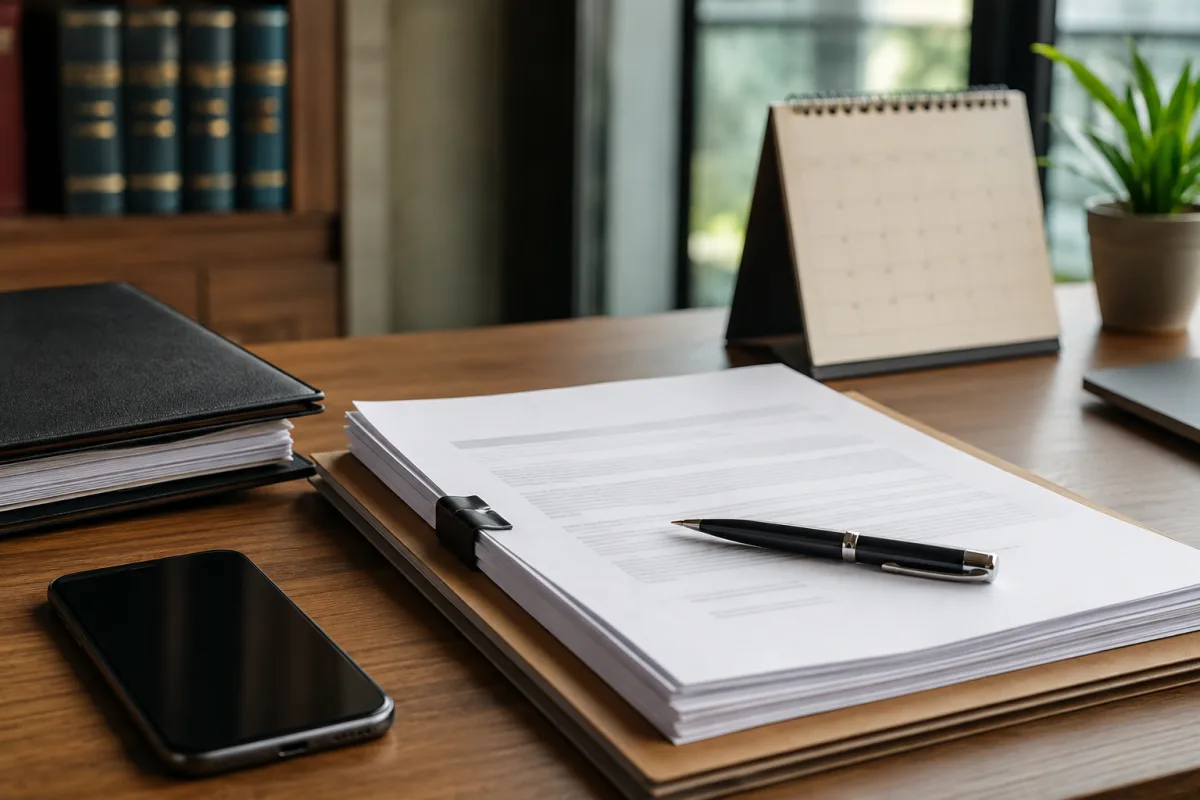 Employee organizing workplace records and timeline