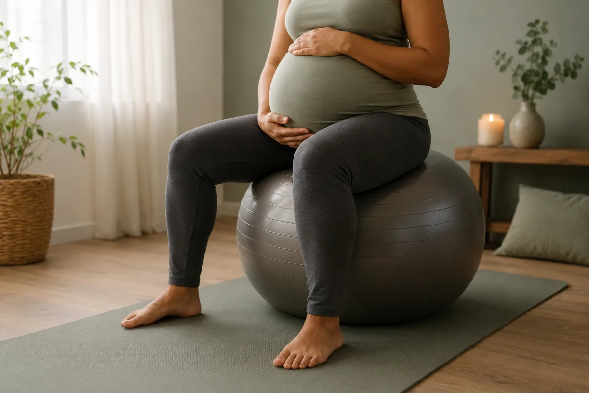 Birthing ball sitting rock position