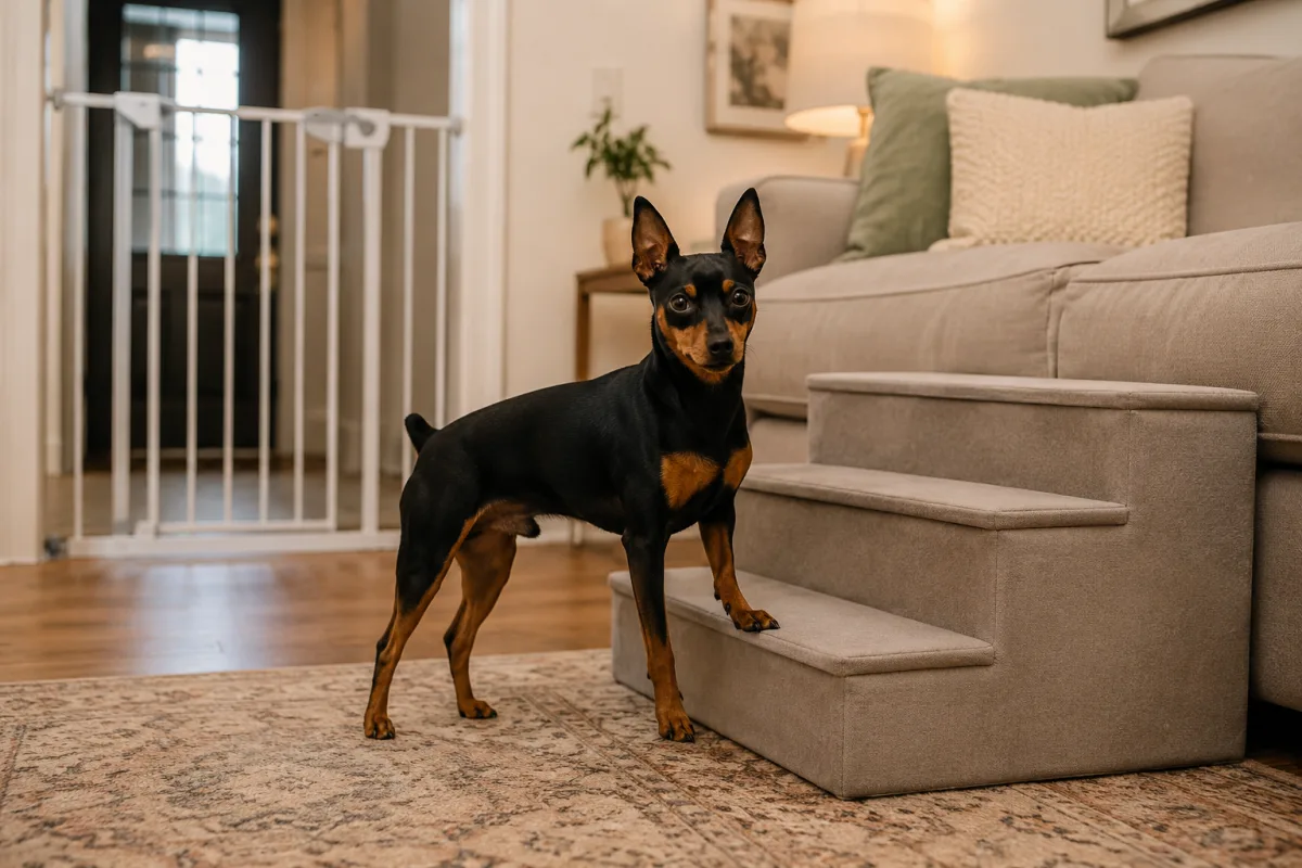 Safe home setup for a Miniature Pinscher