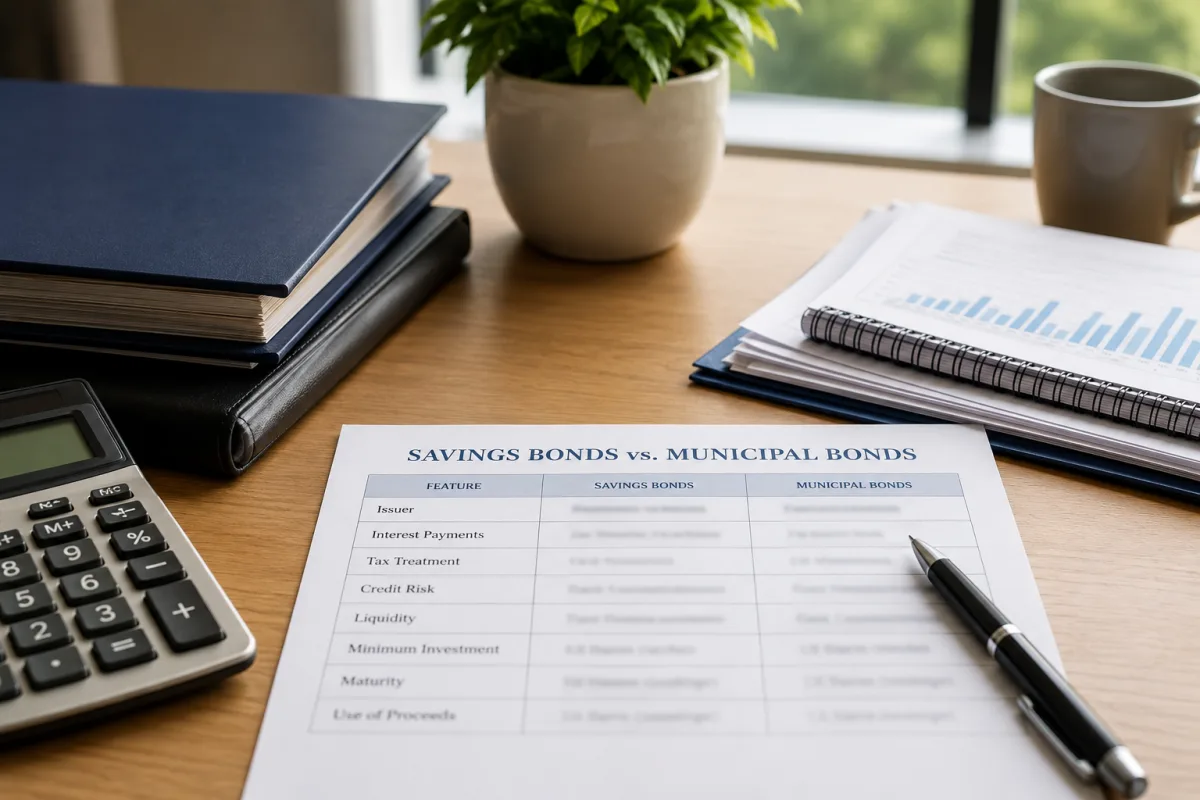 Savings bonds and municipal bonds notes