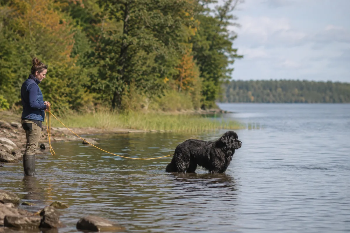 Newfoundland practicing safe shallow water training