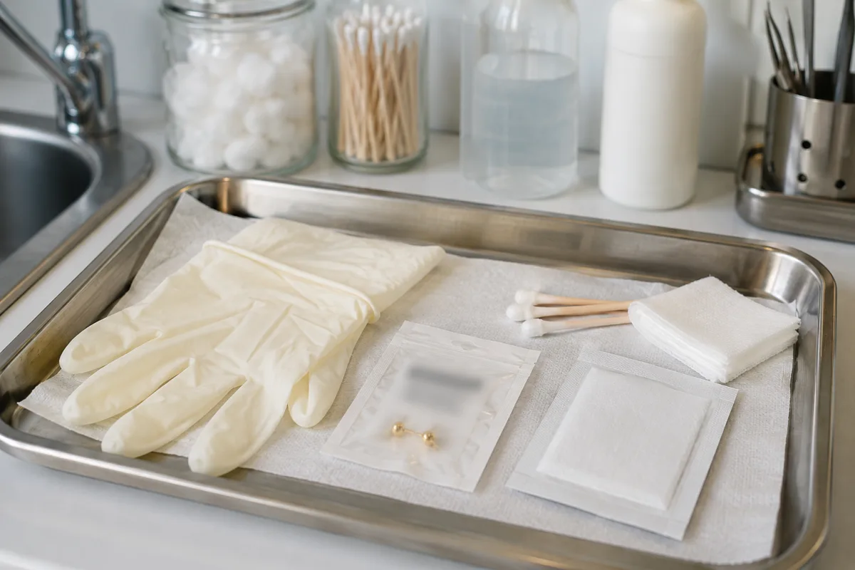 Sterile ear piercing safety setup