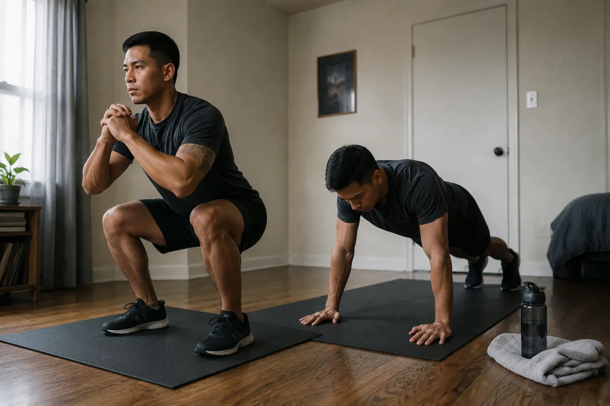 Bodyweight Army preparation workout in a small space