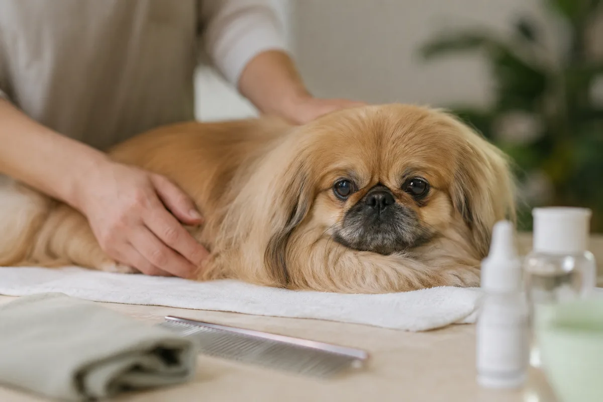 Pekingese gentle eye and face care setup