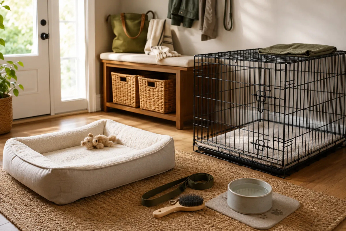 Home setup for a Saint Bernard puppy
