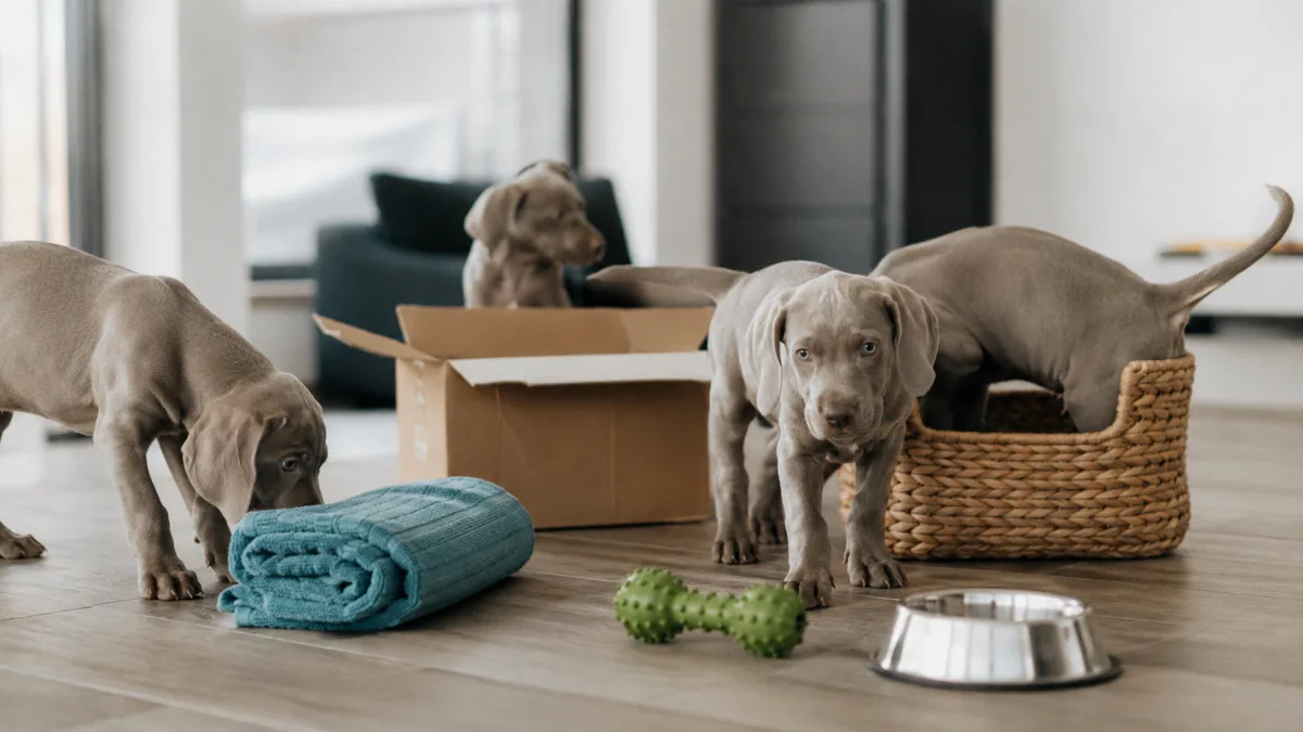 Weimaraner puppies early socialization
