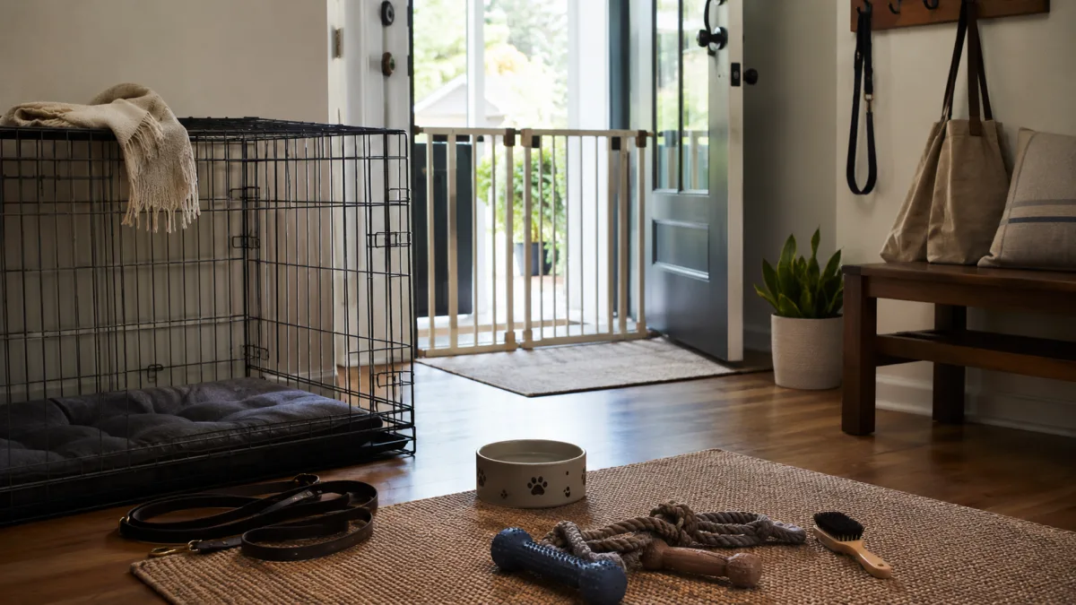 Malamute puppy gear prepared at home
